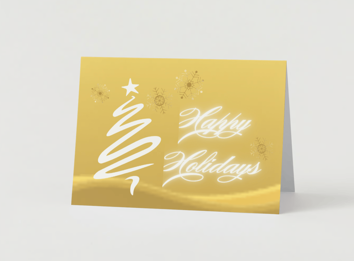 Customizable Brush Stroke Christmas Tree Folded Card Landscape | Digital Canva Template. Mock card outside front view