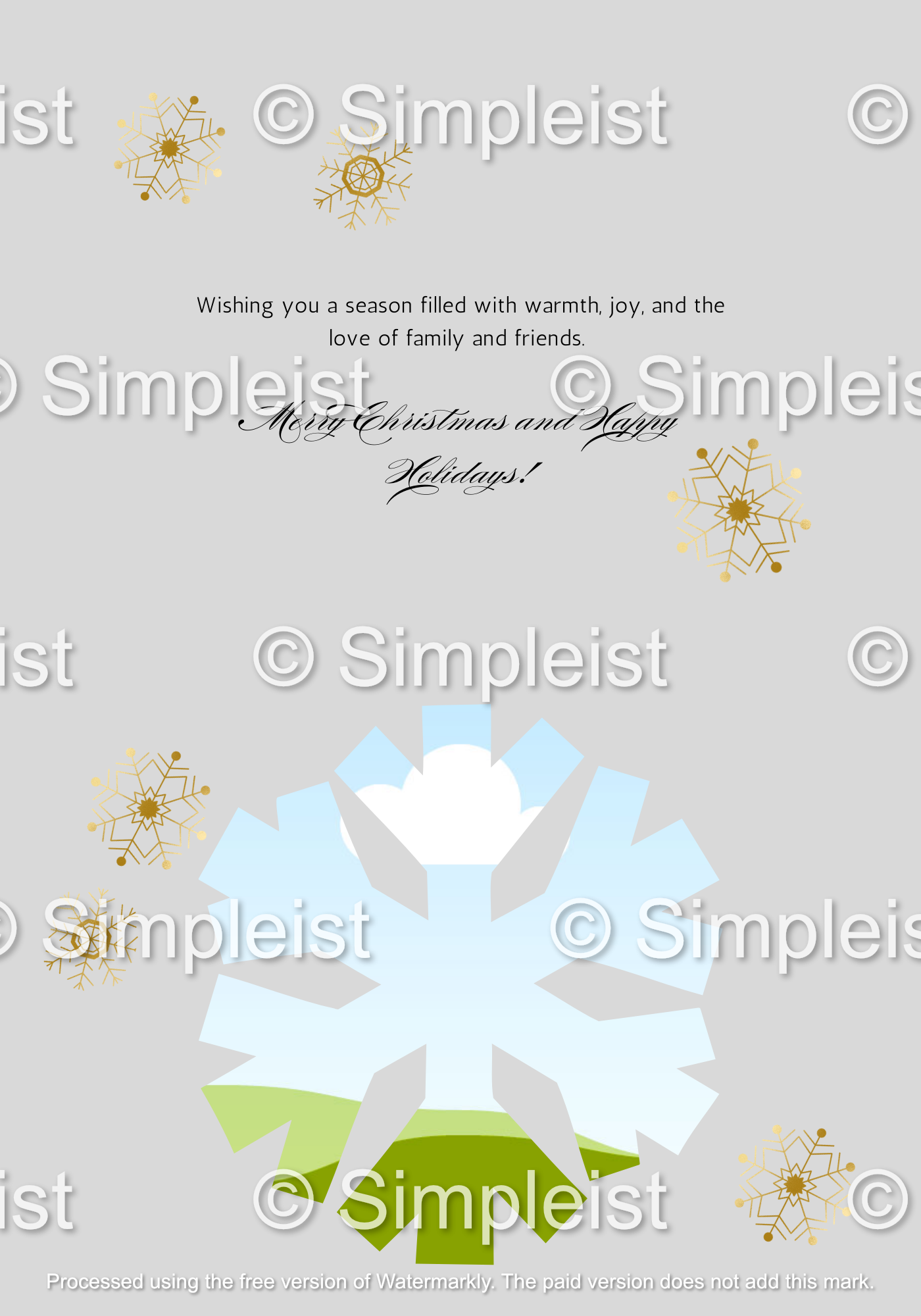 Customizable Brush Stroke Christmas Tree Folded Card Landscape | Digital Canva Template. Inside design