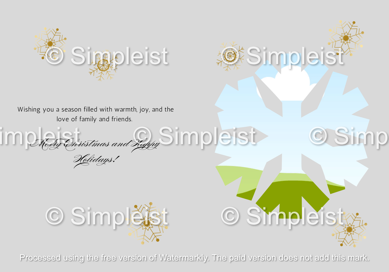 Customizable Brush Stroke Christmas Tree Folded Card Portrait | Digital Canva Template. Inside design