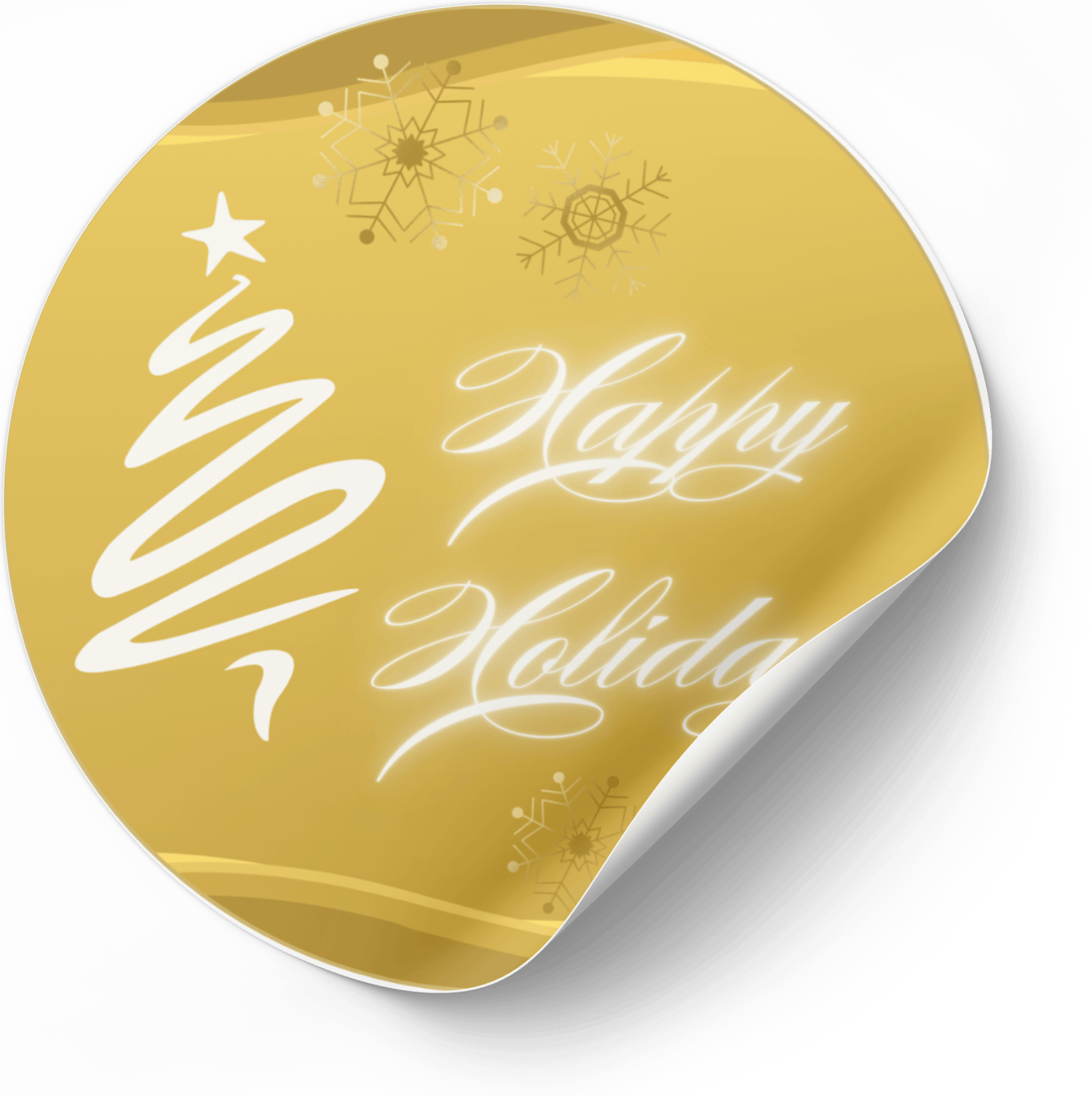 Customizable Brush Stroke Christmas Tree Circle Sticker | Digital Canva Template. Mock circle sticker