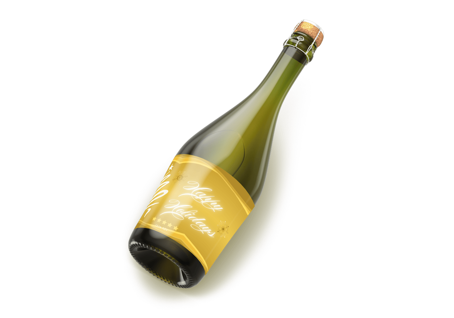 Customizable Brush Stroke Christmas Tree Sticker Label 6"x4" | Digital Canva Template. Mock sticker on dark wine bottle