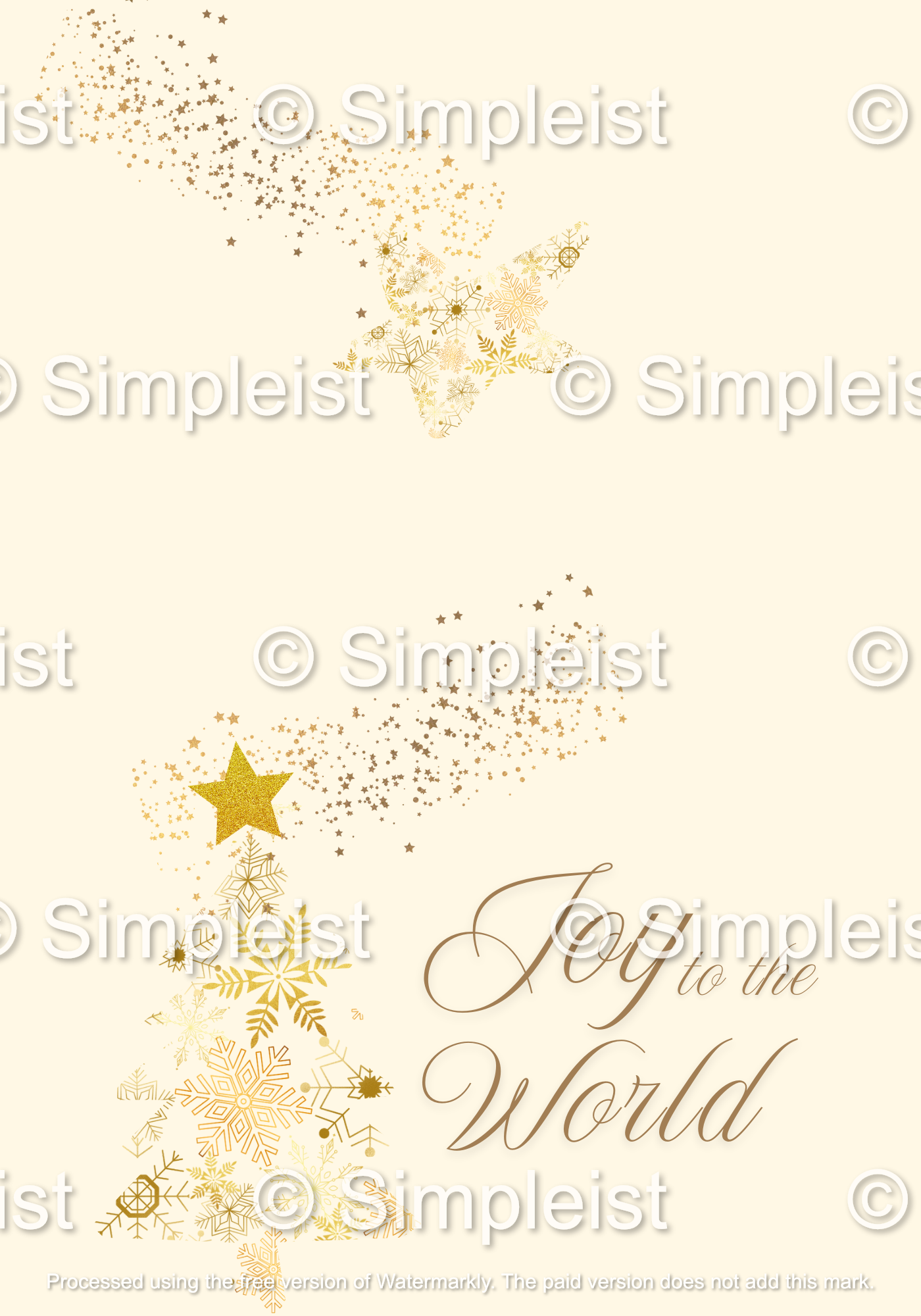 Customizable Golden Snowflake Christmas Tree Folded Card Landscape | Digital Canva Template. Outside design