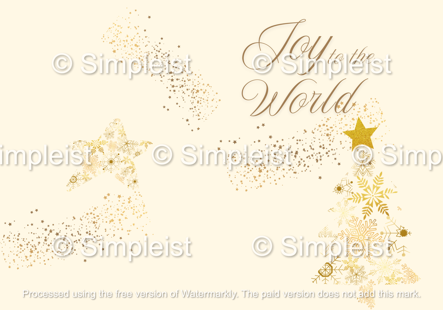 Customizable Golden Snowflake Christmas Tree Folded Card Portrait | Digital Canva Template. Outside design