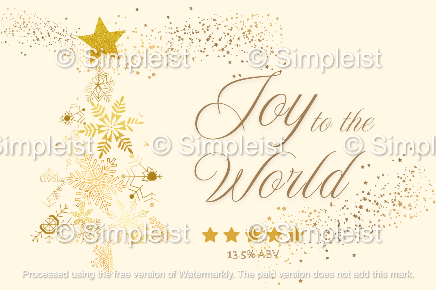 Customizable Golden Snowflake Christmas Tree Sticker Label 6"x4" | Digital Canva Template. Design