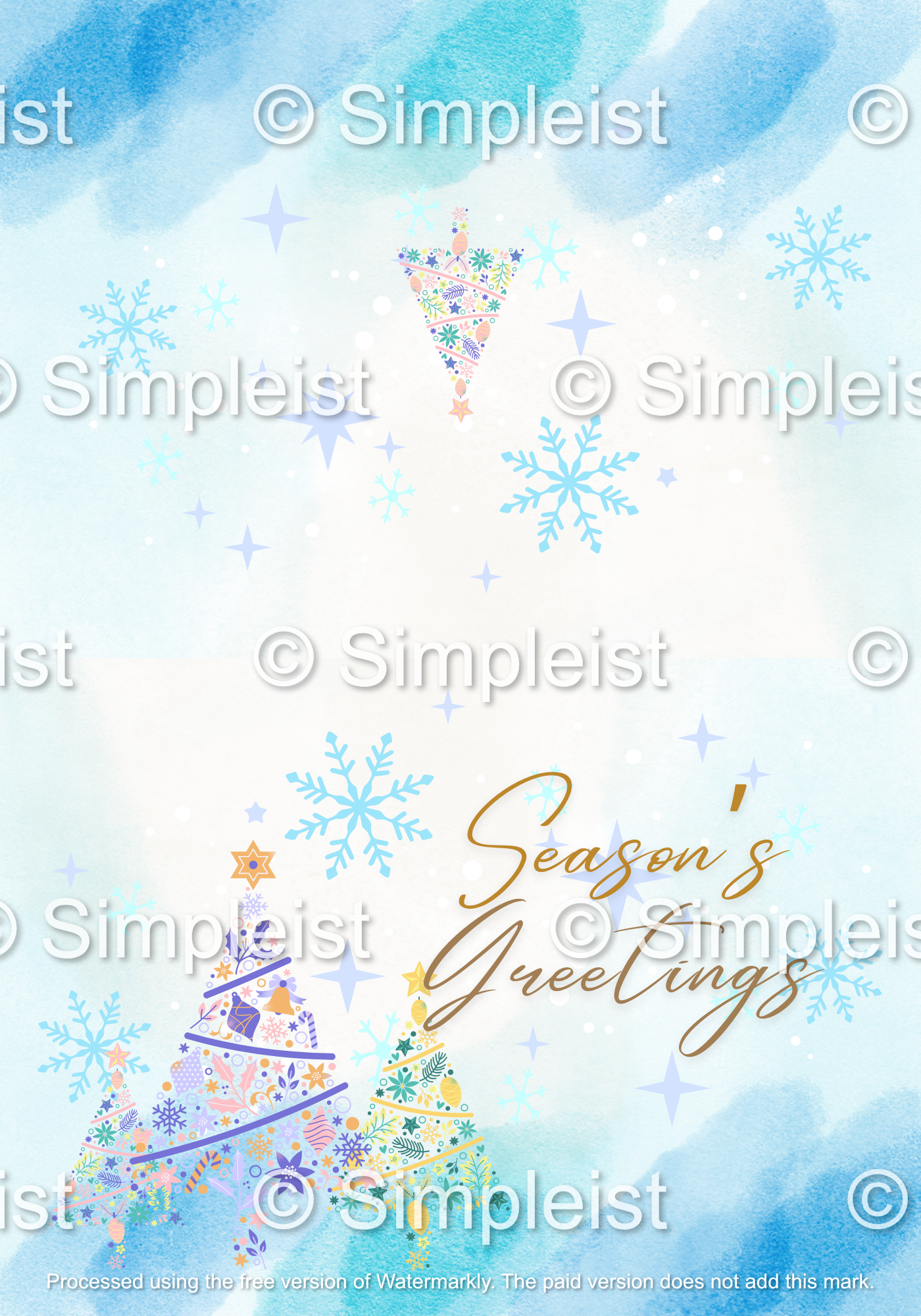 Customizable Pastel Christmas Trees Watercolor Folded Card Landscape | Digital Canva Template. Outside design