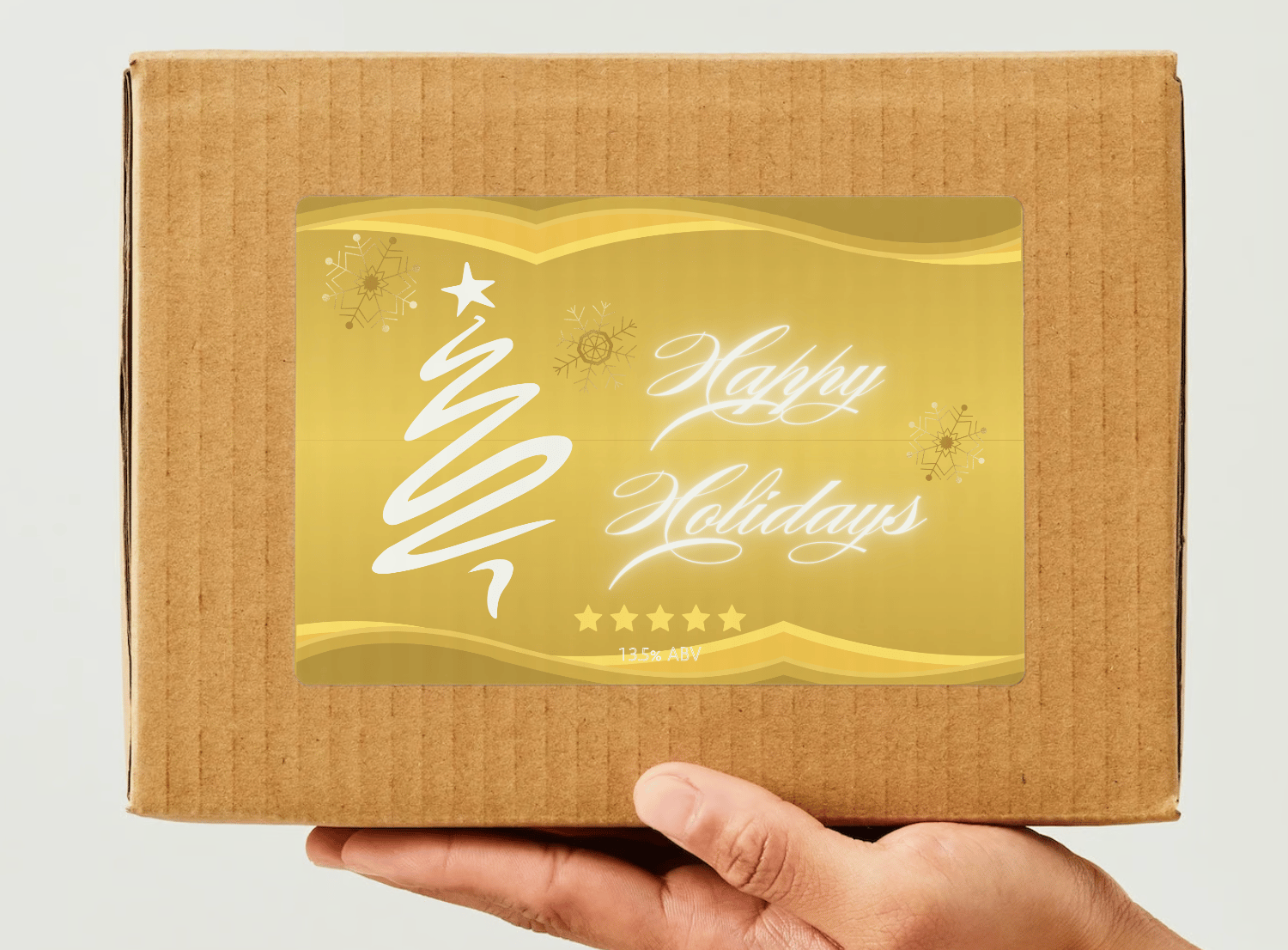 Brush Stroke Christmas Tree Canva Template Bundle | 6 Customizable Designs | Holiday Season Digital Download. Mock sticker label landscape on box
