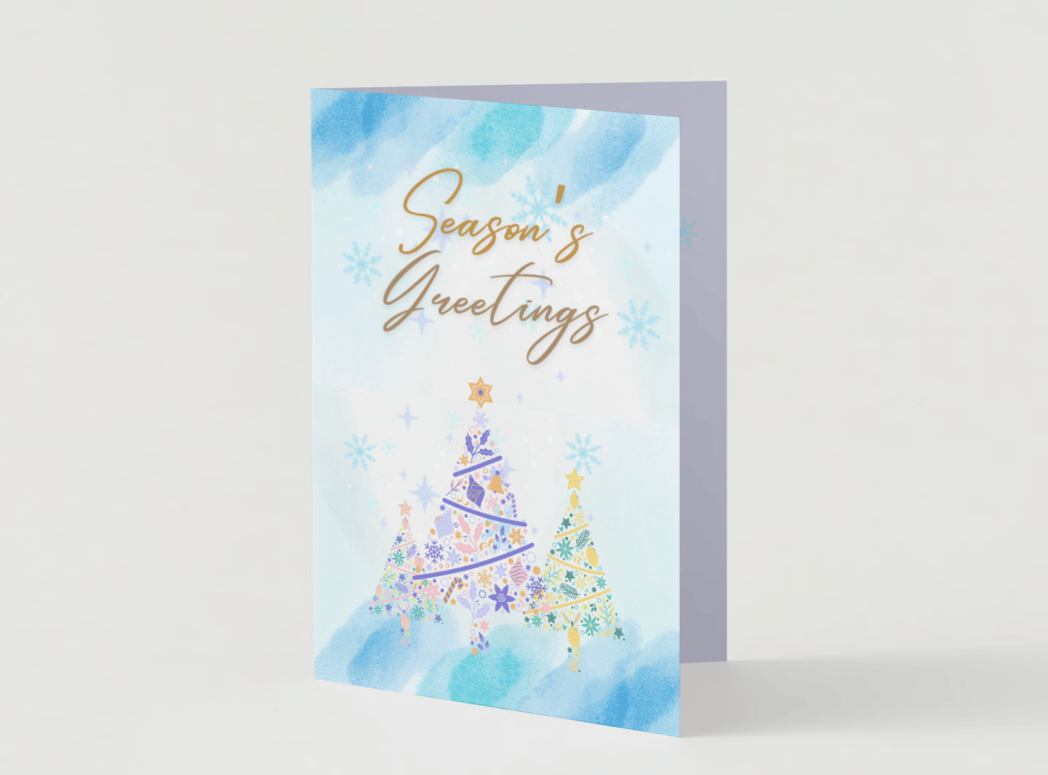 Pastel Christmas Trees Canva Template Bundle | 6 Customizable Designs | Holiday Season Digital Download. Mock card portrait outside front view