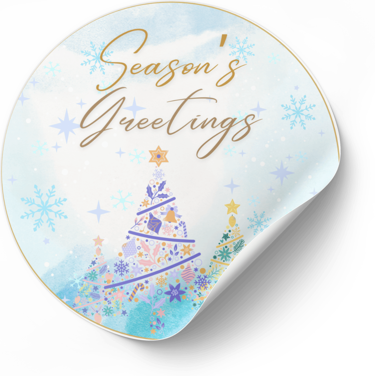 Pastel Christmas Trees Canva Template Bundle | 6 Customizable Designs | Holiday Season Digital Download. Mock circle sticker