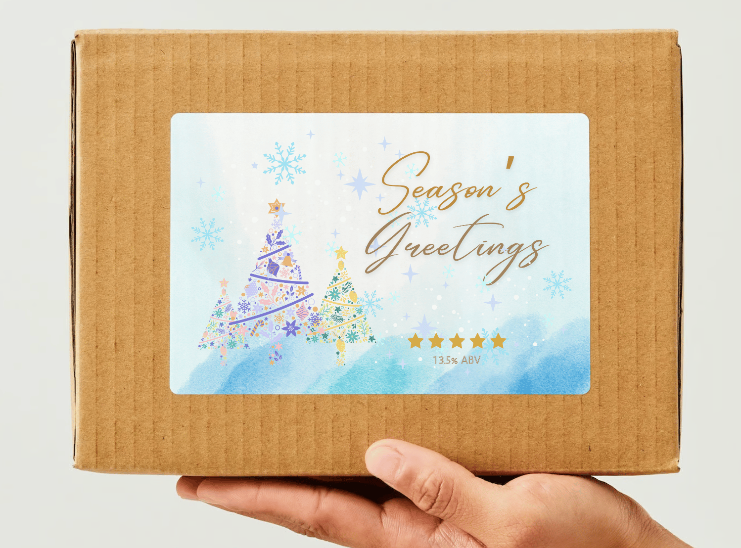Pastel Christmas Trees Canva Template Bundle | 6 Customizable Designs | Holiday Season Digital Download. Mock sticker label landscape on box