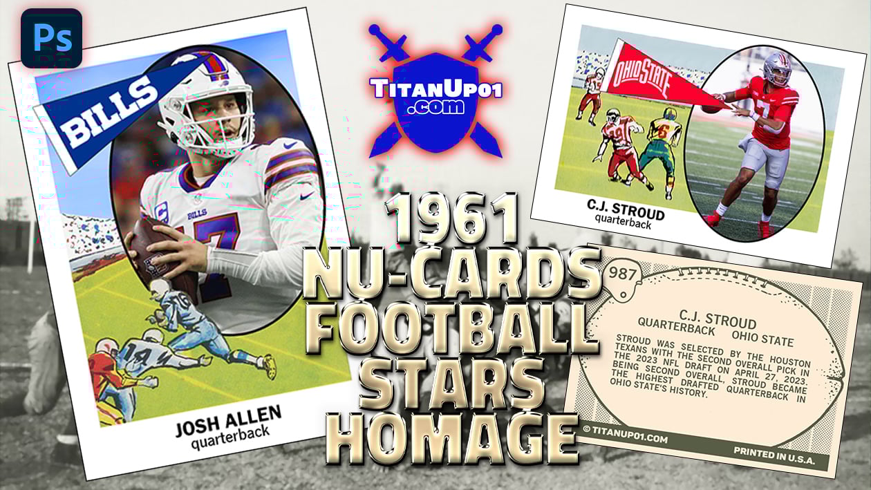 1961 Nu-Cards Football Stars Homage Photoshop PSD Templates
