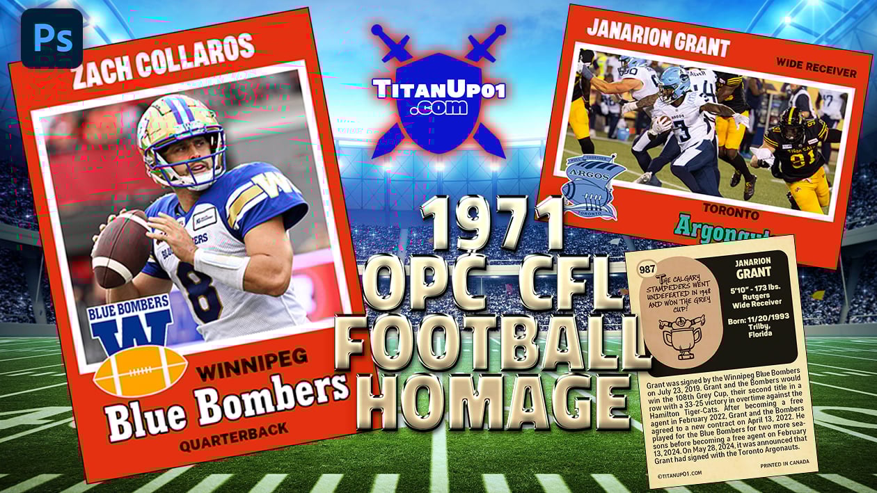 1971 OPC CFL Football Homage Photoshop PSD Templates