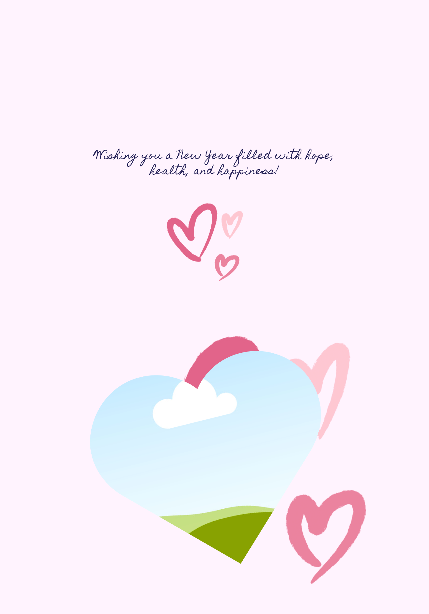 Customizable Cheers to Love Folded Card Landscape | Digital Canva Template. Inside design