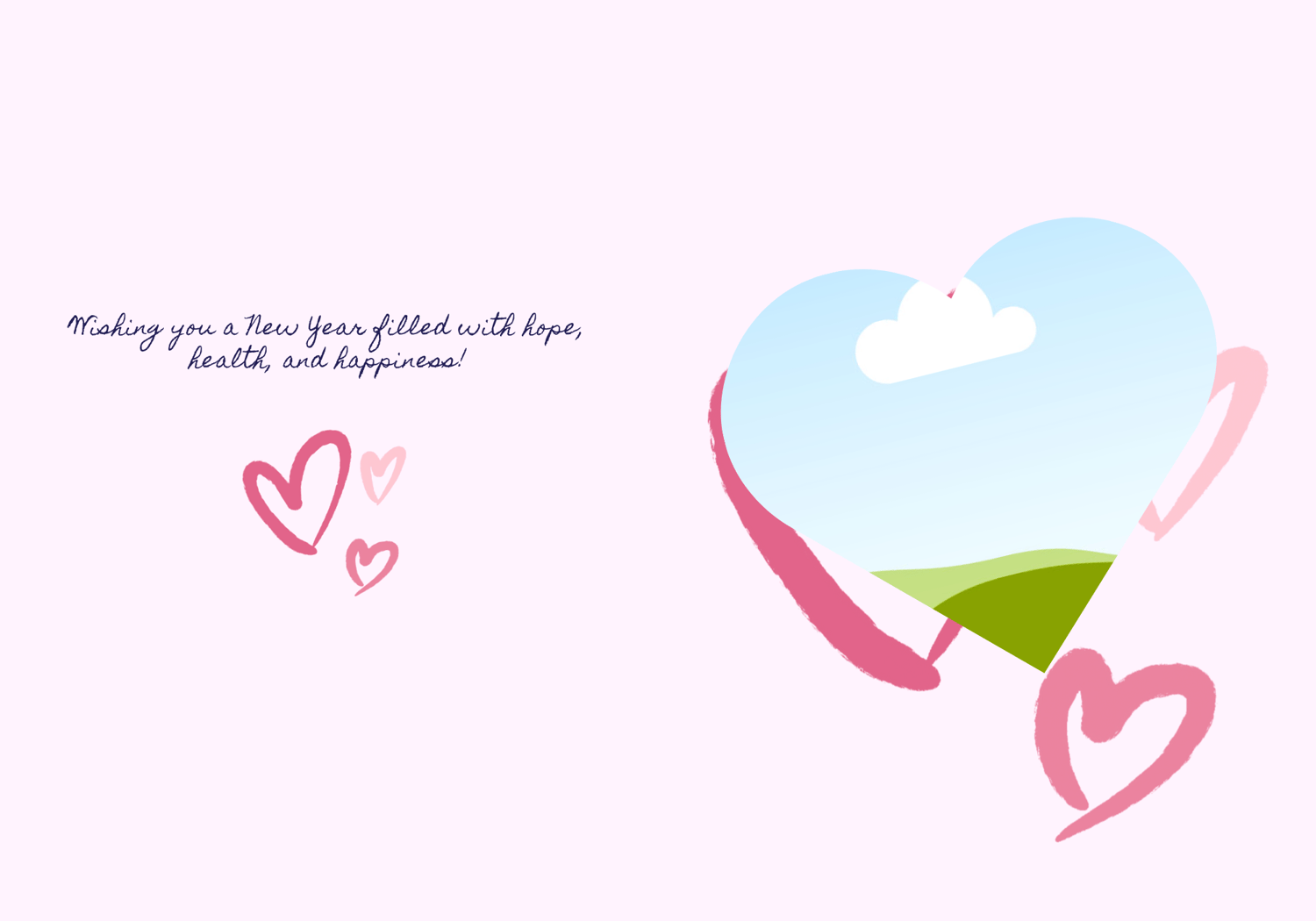 Customizable Cheers to Love Folded Card Portrait | Digital Canva Template. Inside design