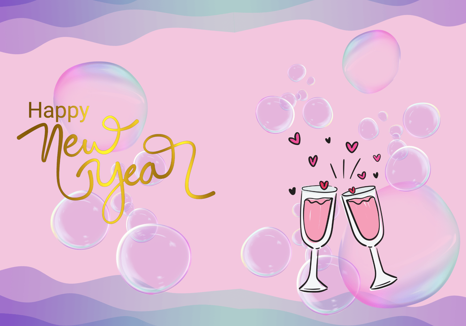 Customizable Cheers to Love Folded Card Portrait | Digital Canva Template. Outside design