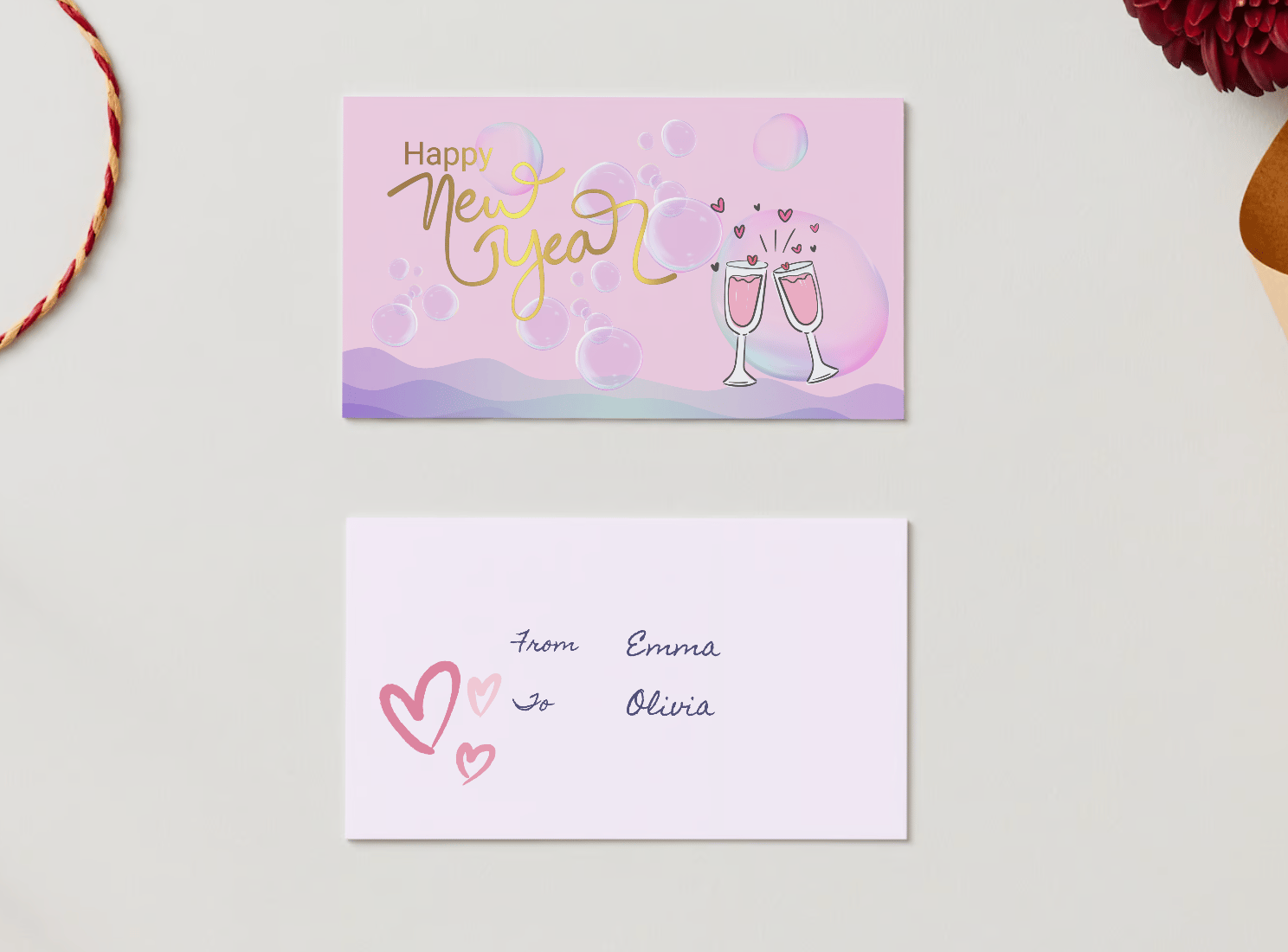 Customizable Cheers to Loves Gift/Favor Tag| Digital Canva Template. Mock card front and back views