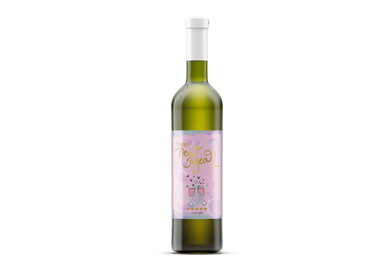 Customizable Cheers to Love Sticker Label 4"x6" | Digital Canva Template. Mock sticker on dark wine bottle