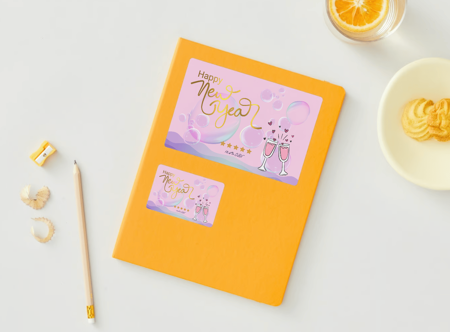 Customizable Cheers to Love Sticker Label 6"x4" | Digital Canva Template. Mock stickers in various sizes on envelope