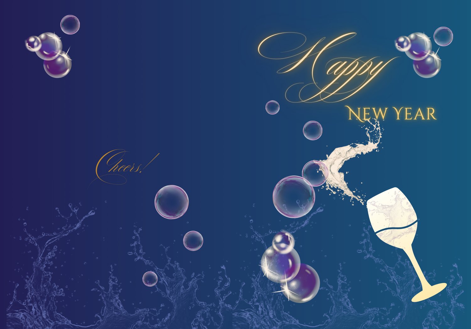 Customizable Elegant New Year Toast Folded Card Portrait | Digital Canva Template. Outside design