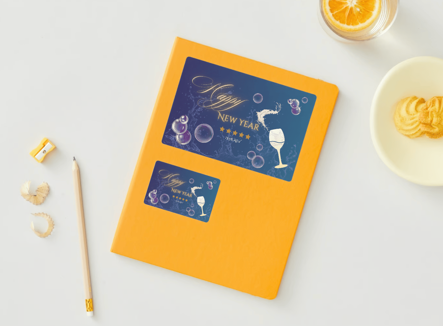 Customizable Cheers to Love Sticker Label 6"x4" | Digital Canva Template. Mock stickers in various sizes on envelope