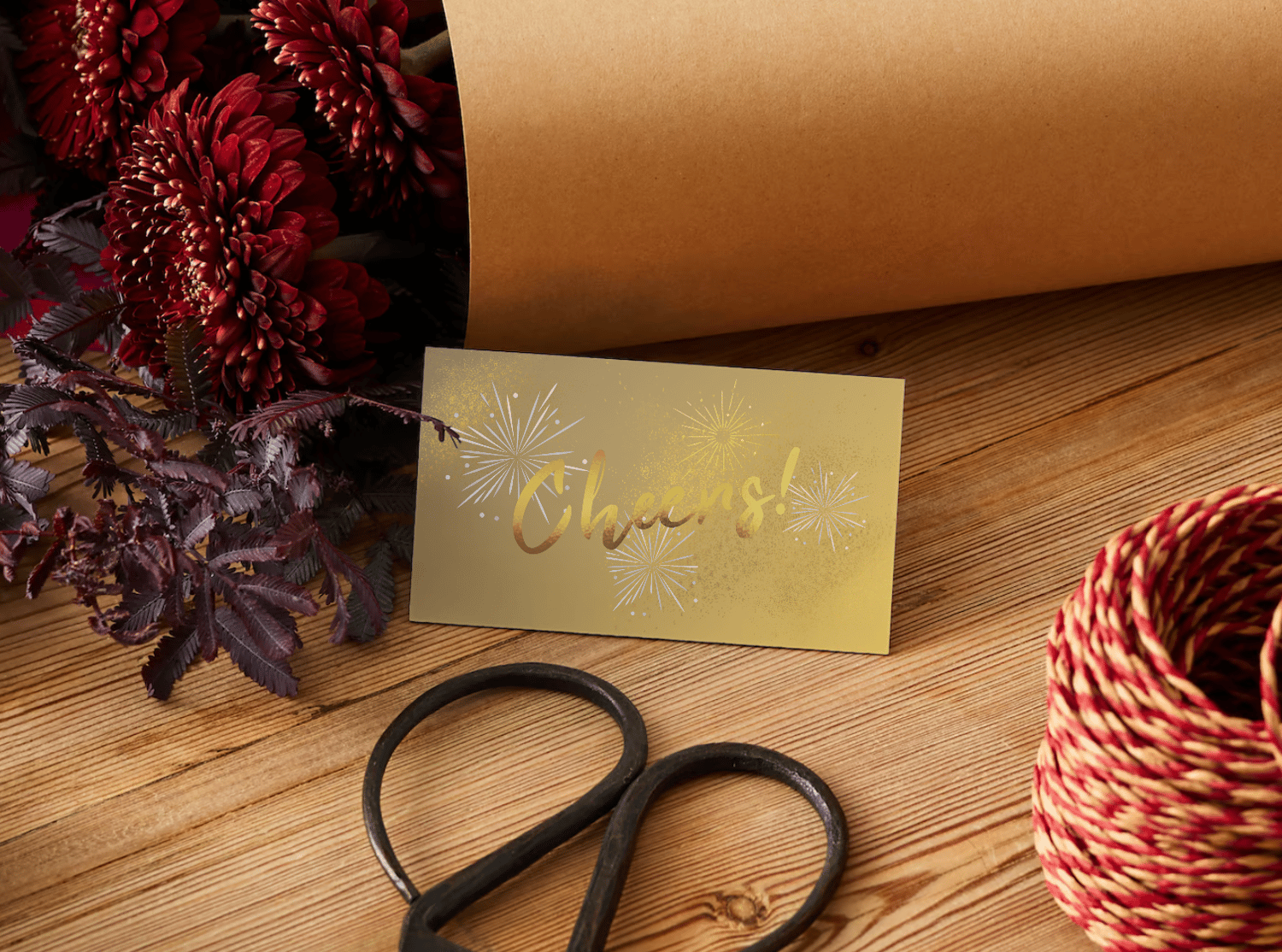 Customizable Bold Cheers Celebration Gift/Favor Tag| Digital Canva Template. Mock card front view