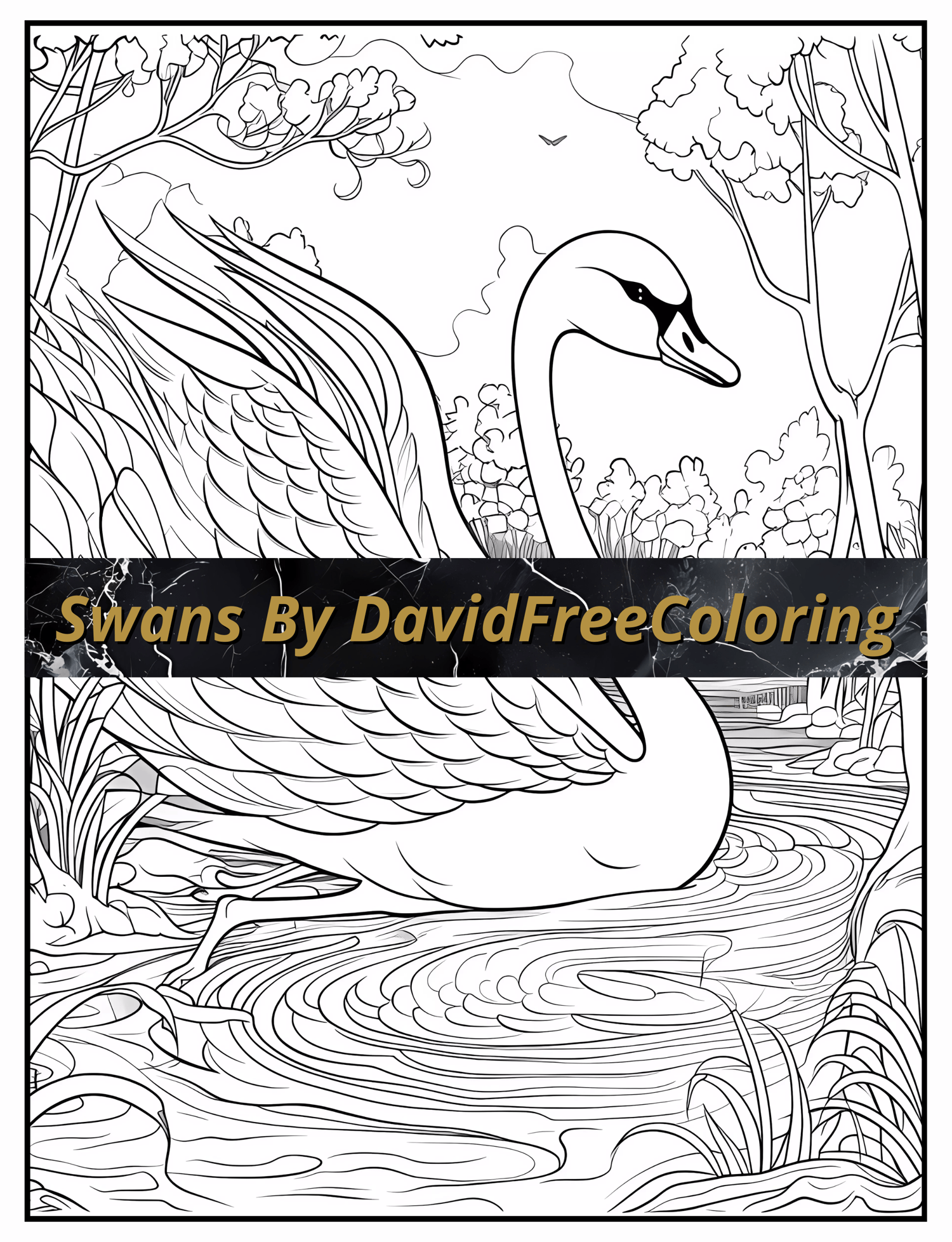 Swans Coloring Book is a coloring book for adults with 40 Beautiful Swans images to color creatively, both through the download of PNG and PDF files. Swans Coloring Book Swans Coloring Image for Adult Coloring Pages Swans printable coloring book birds gif