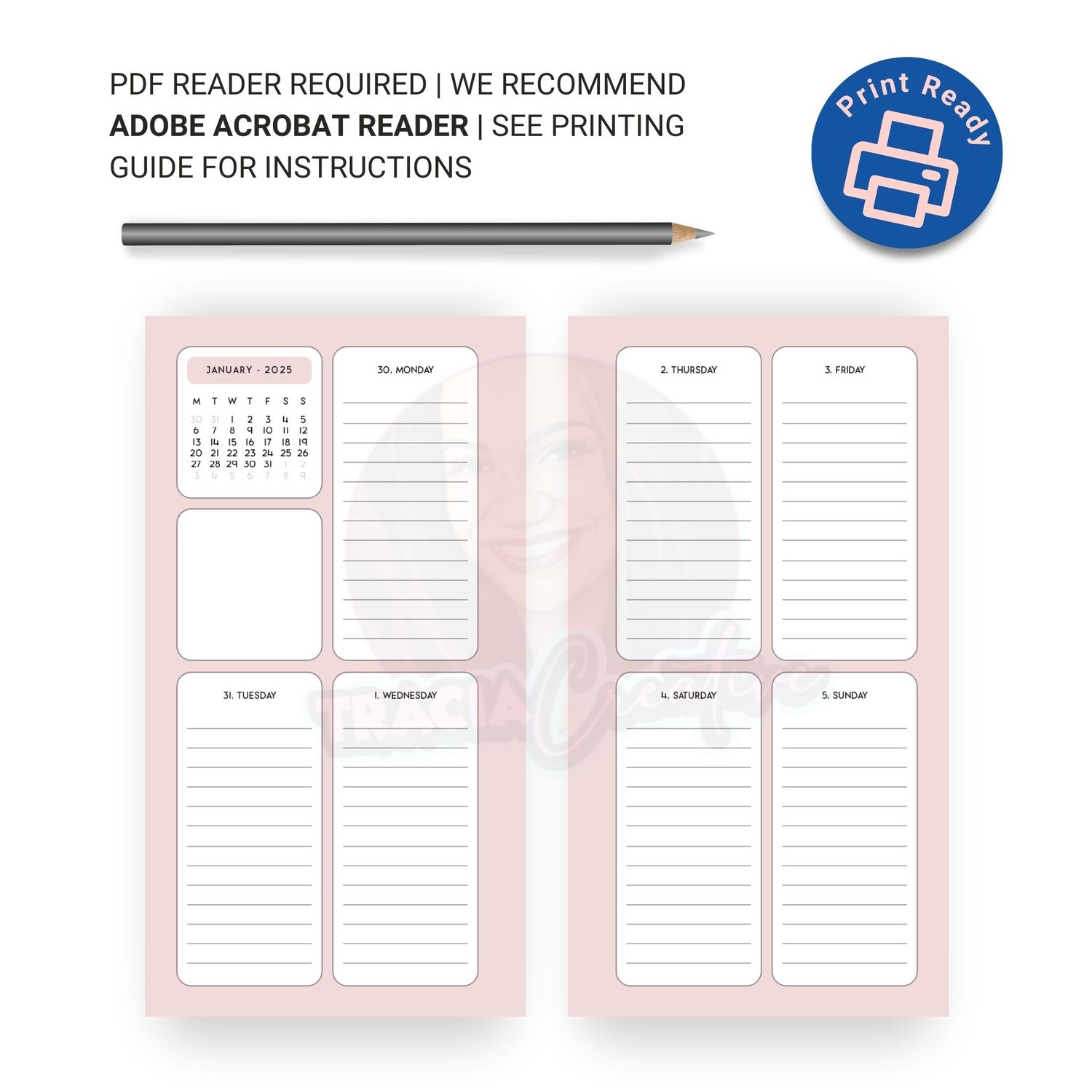 Stylish Pink 2025 Weekly Planner for Organized Living