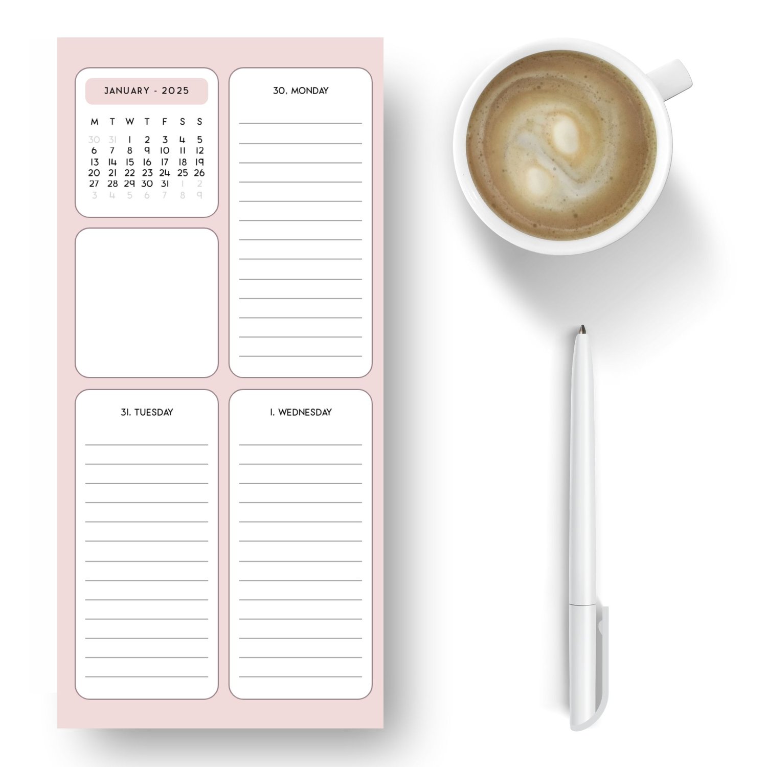 Stylish Pink 2025 Weekly Planner for Organized Living
