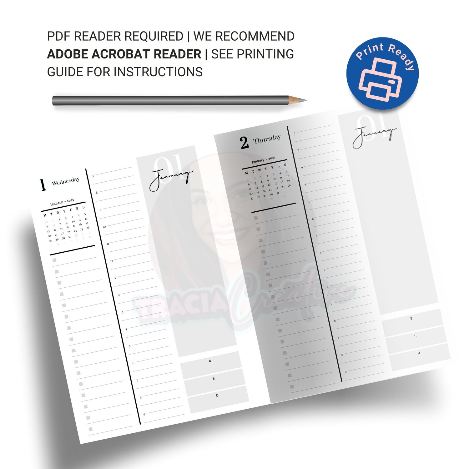 Sleek Minimalist 2025 Daily Dated Planner for Effortless Organization