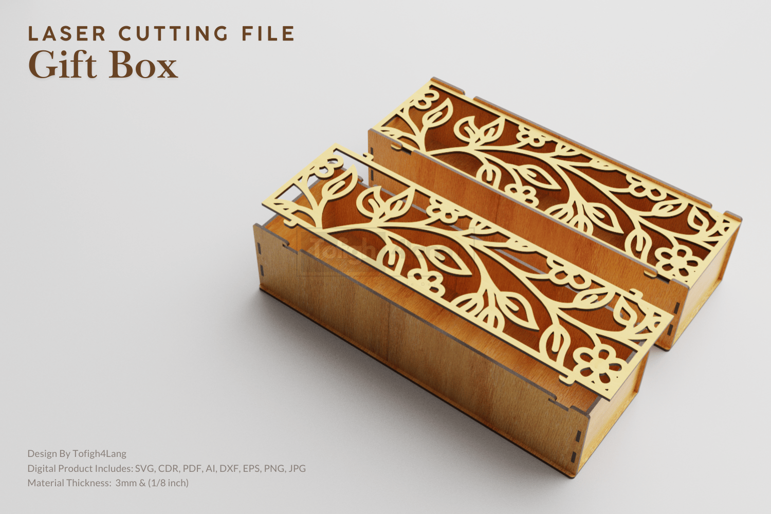 Floral Gift Box SVG File | Laser Cutting File | Valentine Gift Box | Ring Box
