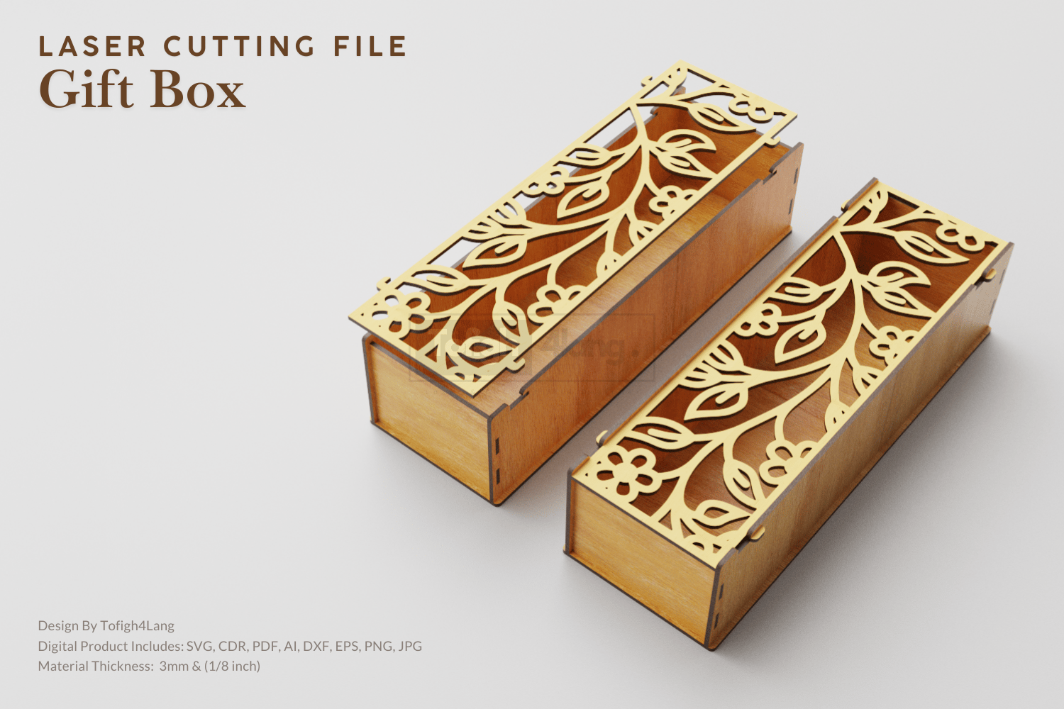 Floral Gift Box SVG File | Laser Cutting File | Valentine Gift Box | Ring Box