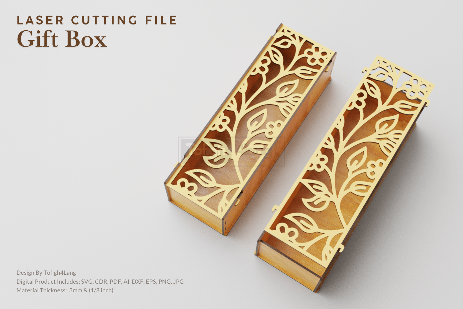Floral Gift Box SVG File | Laser Cutting File | Valentine Gift Box | Ring Box