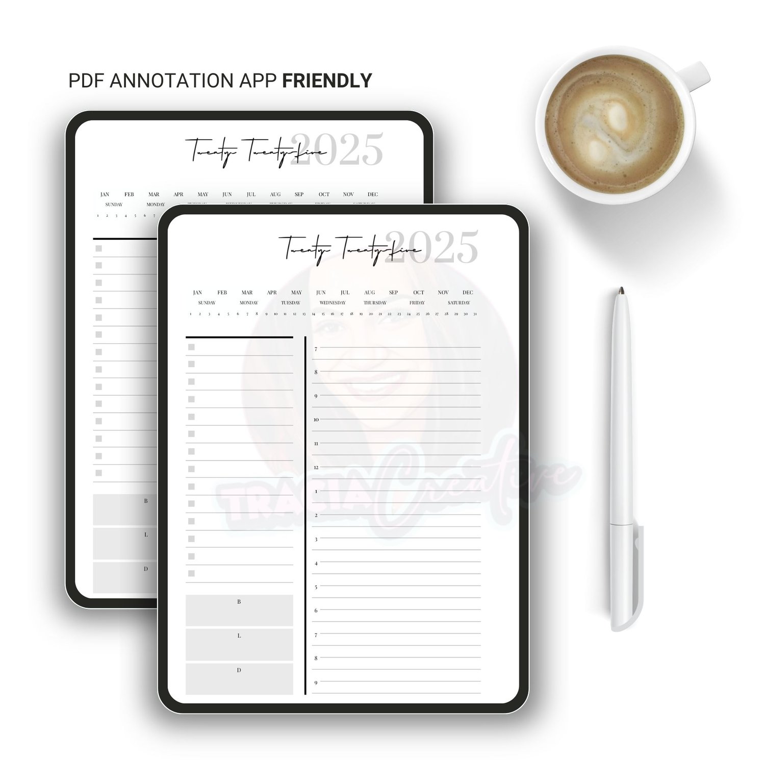 Versatile 2025 Undated Daily Planner Insert - Minimalist Design