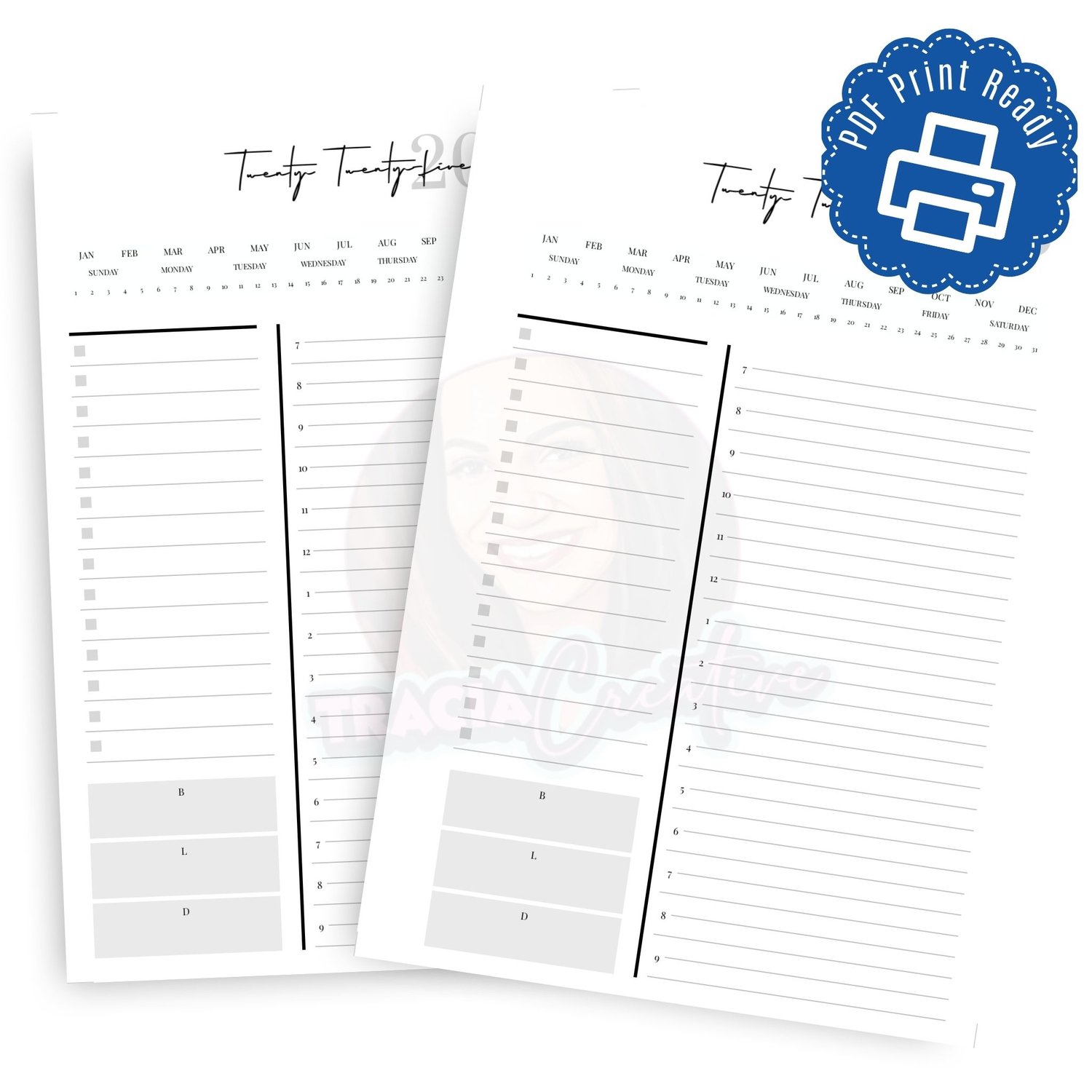 Versatile 2025 Undated Daily Planner Insert - Minimalist Design