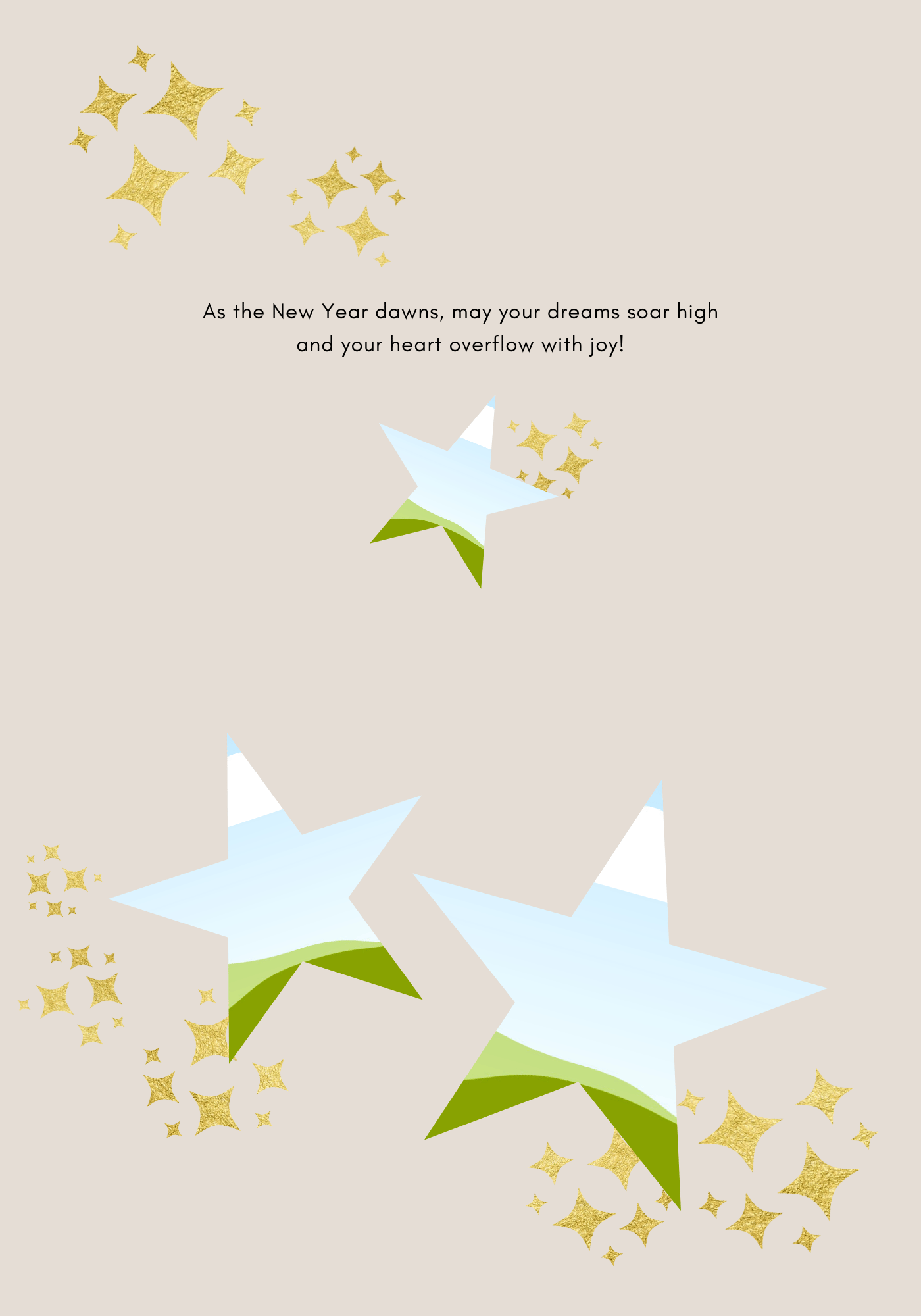 Customizable Heart-Shaped New Year Balloons Folded Card Landscape | Digital Canva Template. Inside design