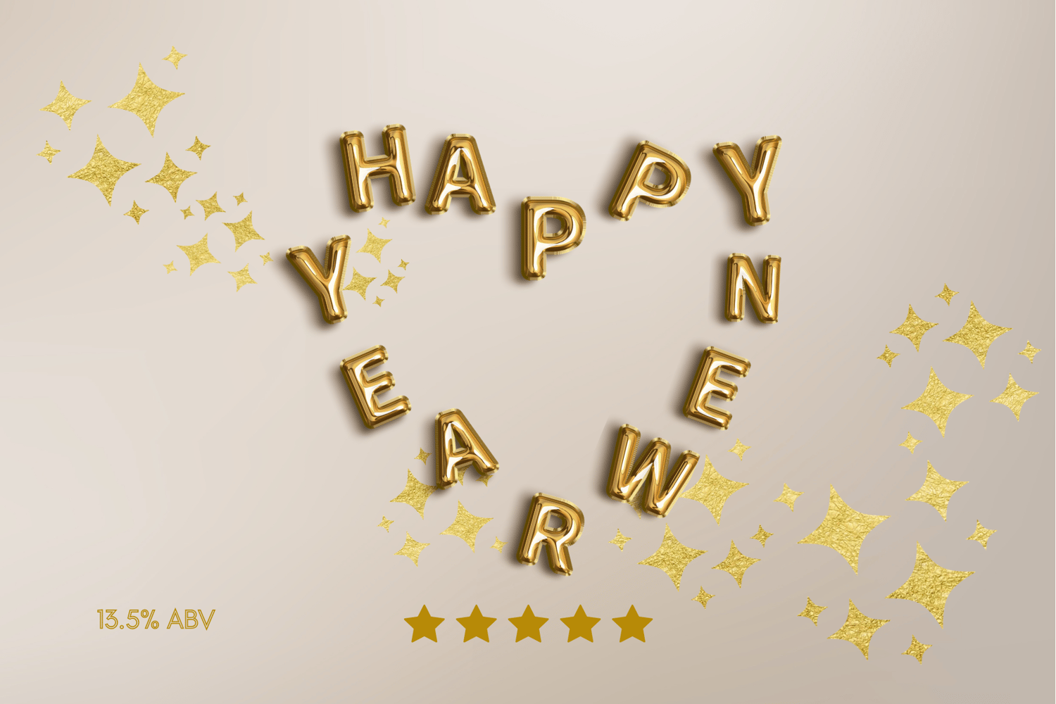 Customizable Heart-Shaped New Year Balloons Sticker Label 6"x4" | Digital Canva Template. Design