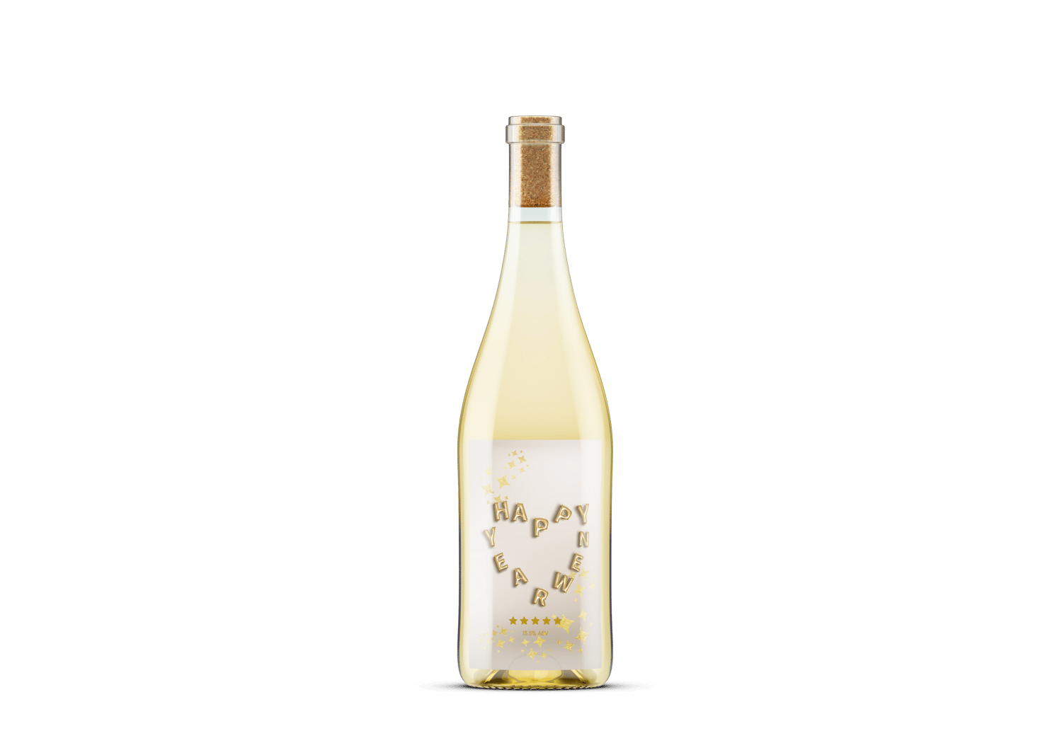Elegant New Year Toast Canva Template Bundle | 6 Customizable Designs | Holiday Season Digital Download. Mock sticker label portrait on white wine bottle