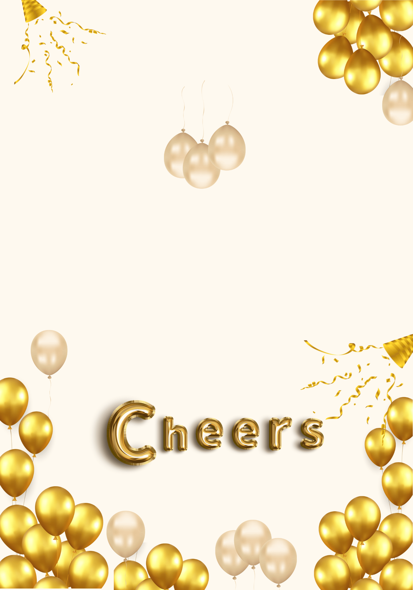 Customizable Cheers Celebration Balloons Folded Card Landscape | Digital Canva Template. Outside design