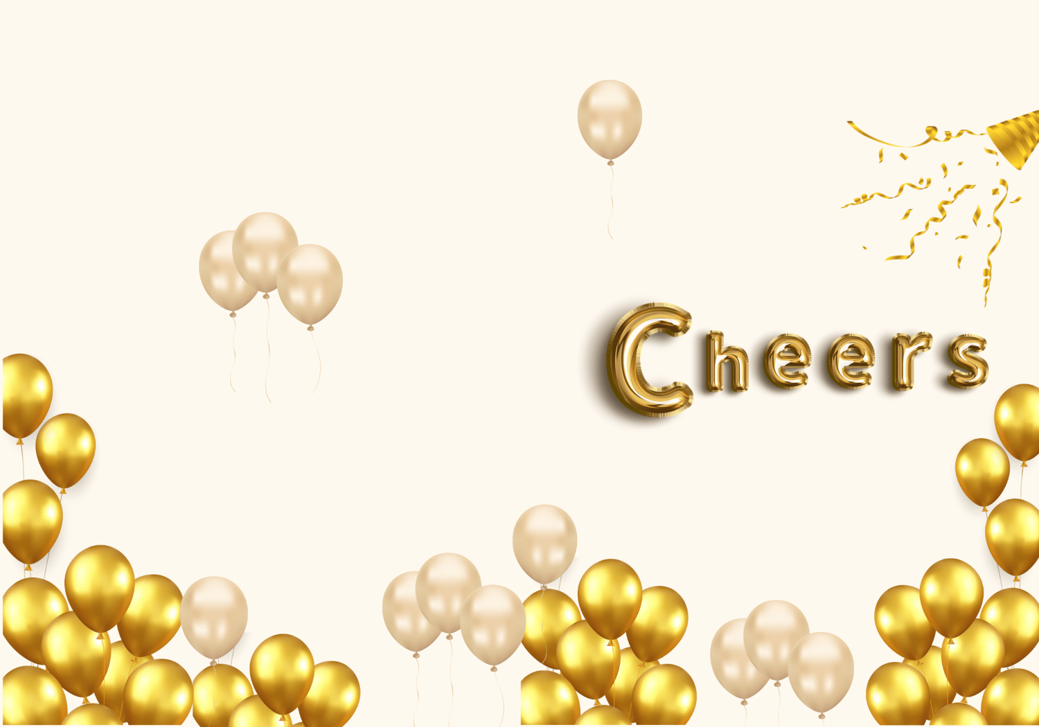 Customizable Cheers Celebration Balloons Folded Card Portrait | Digital Canva Template. Outside design