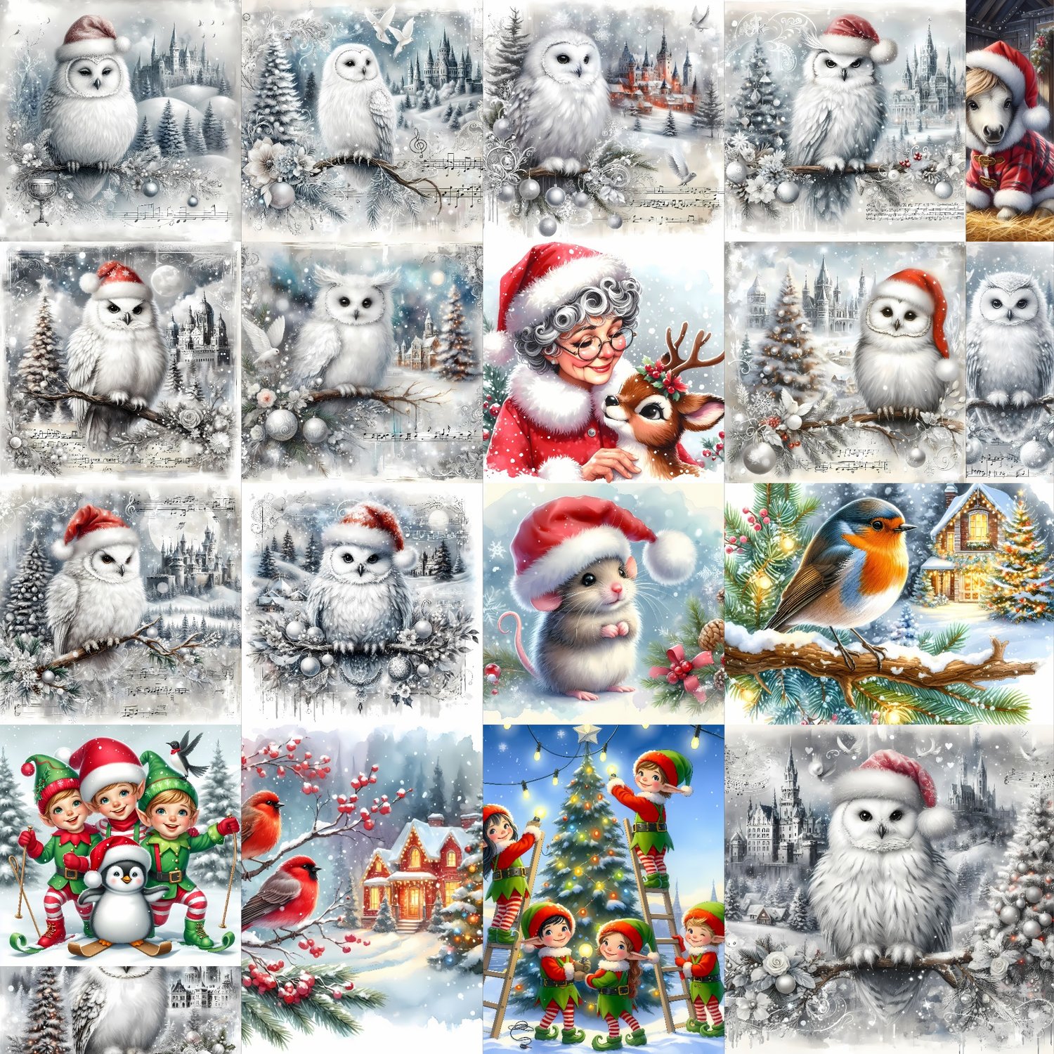 800 Images Christmas bundle with whimsical Christmas animals
