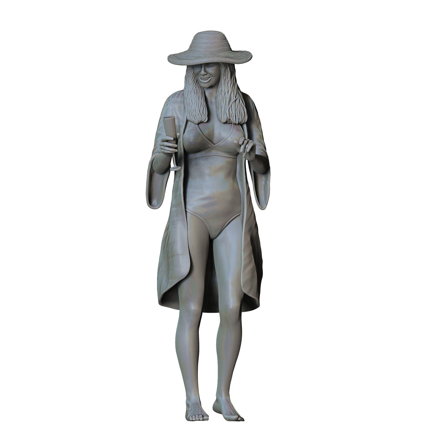 3dp Miniatures, Pool Party woman drinking, STL Files