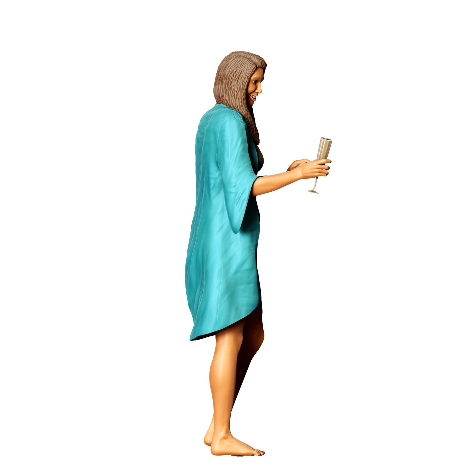3dp Miniatures, Pool Party woman drinking, STL Files