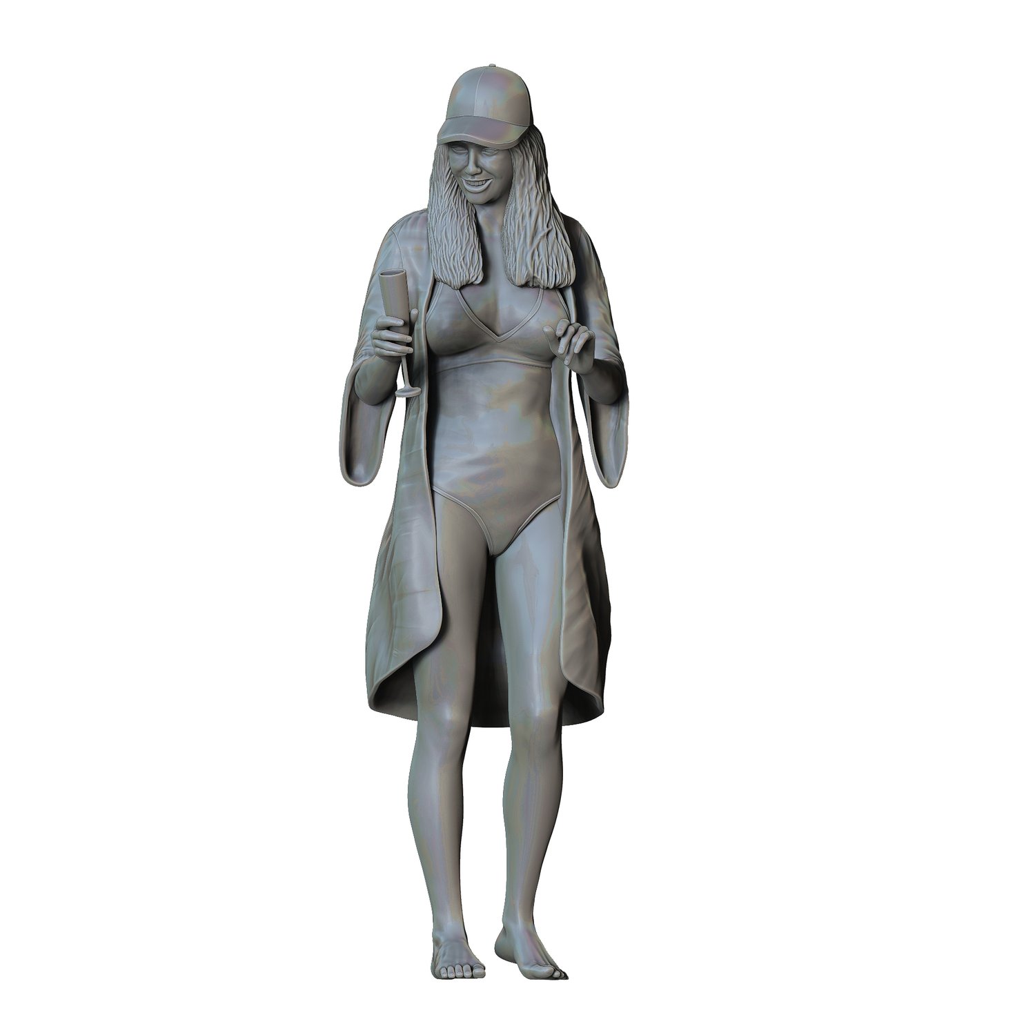 3dp Miniatures, Pool Party woman drinking, STL Files