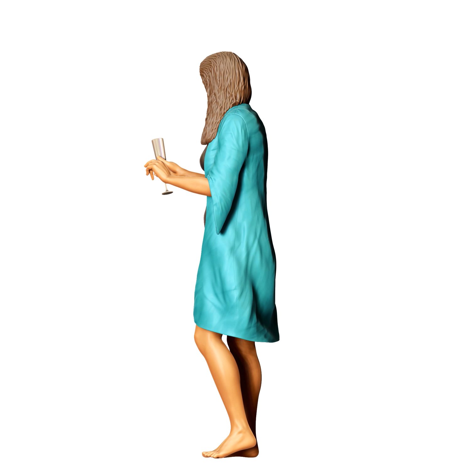 3dp Miniatures, Pool Party woman drinking, STL Files