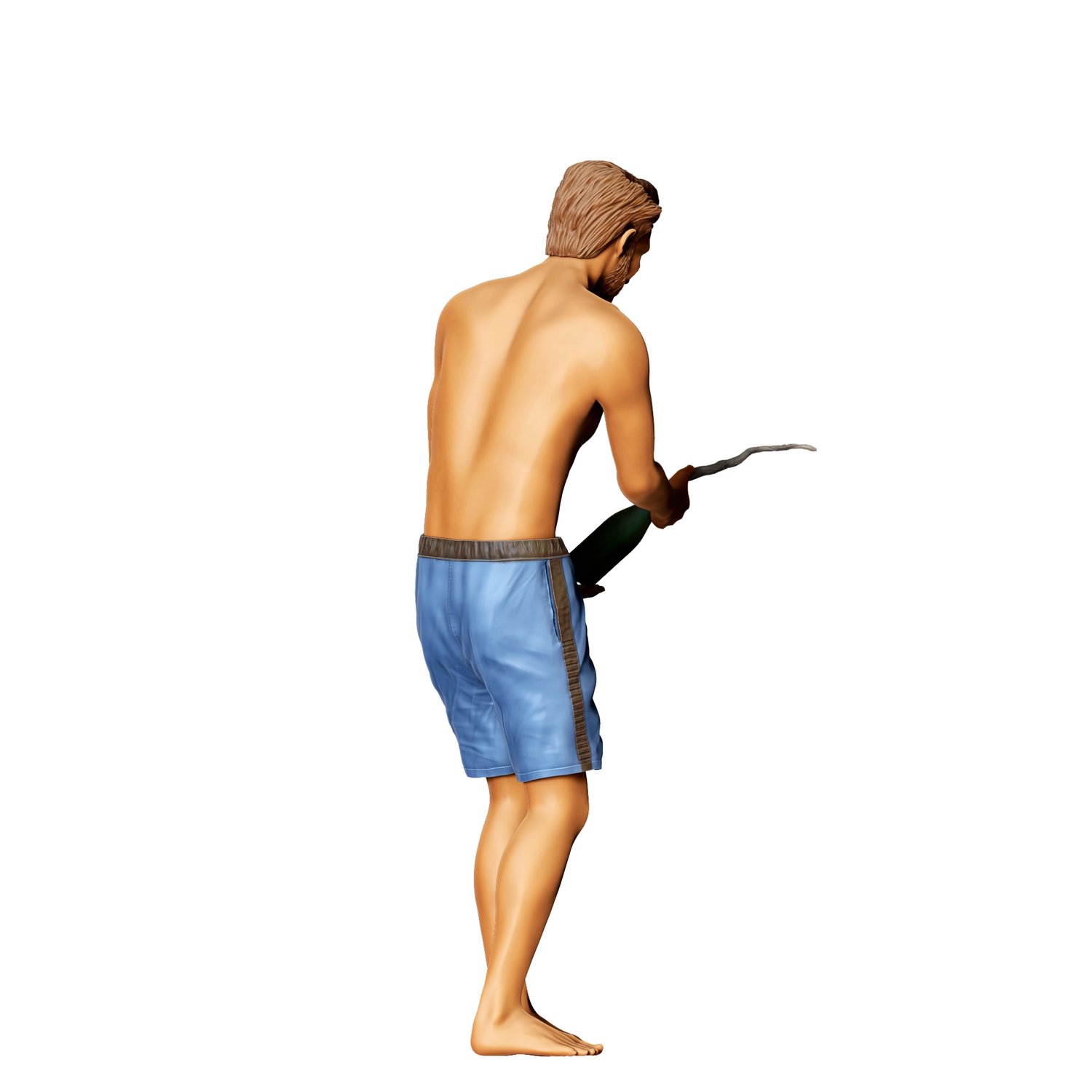 3DP Miniatures, pool Party man opens Champagne bottle, STL Files, 3d print ready