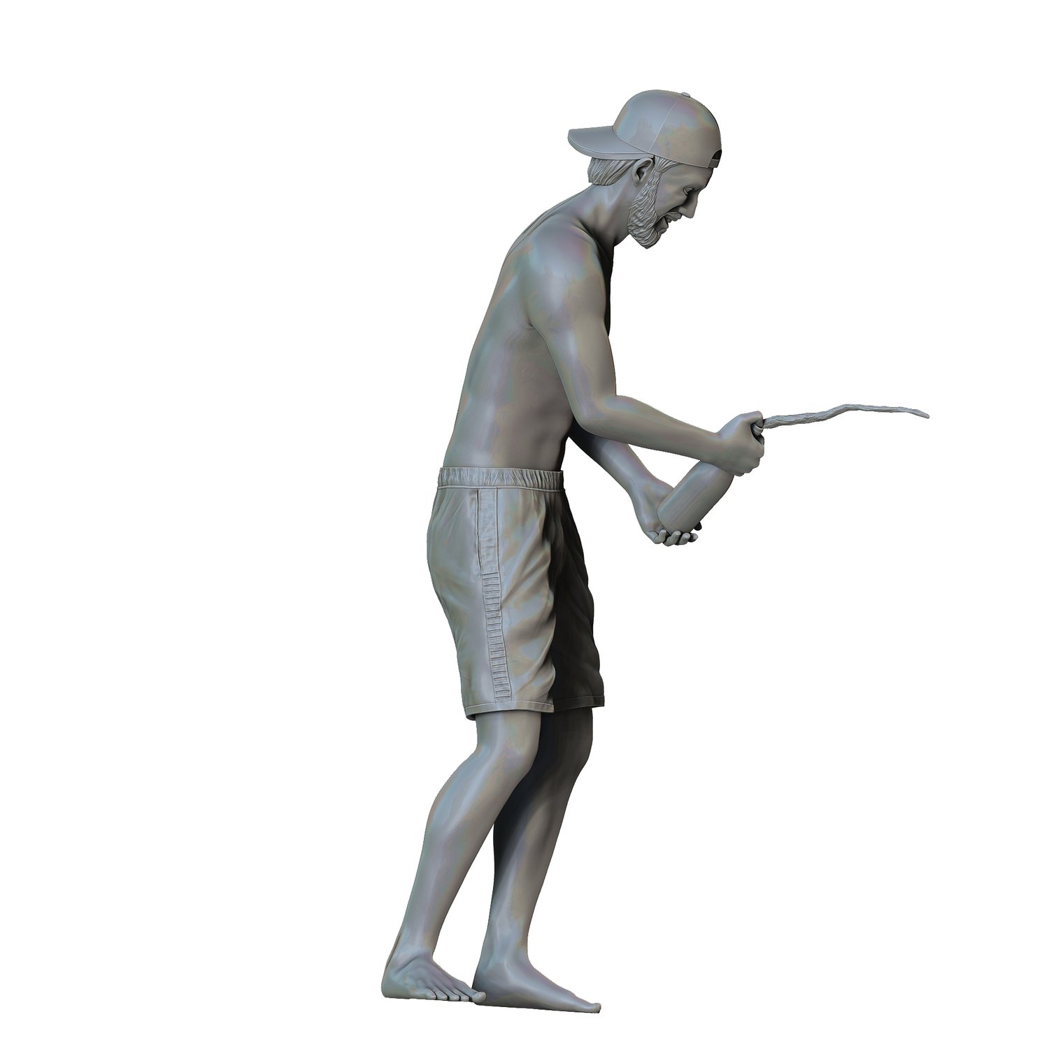 3DP Miniatures, pool Party man opens Champagne bottle, STL Files, 3d print ready
