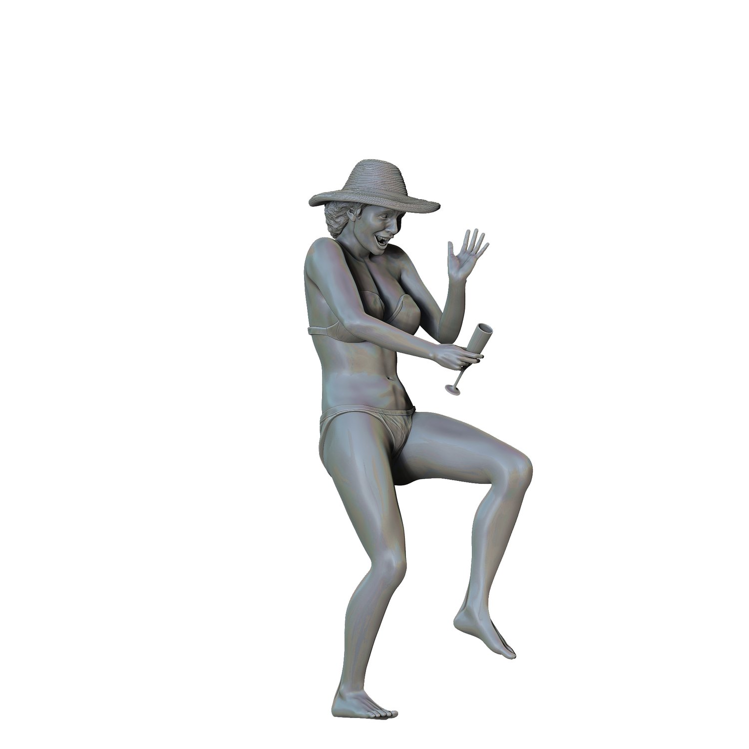 3DP Miniatures, pool Party woman Drinking, STL Files, 3D printable