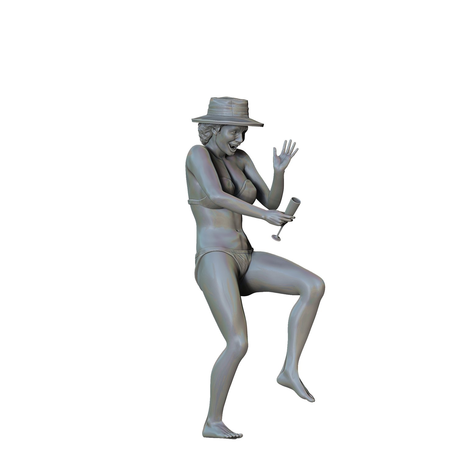 3DP Miniatures, pool Party woman Drinking, STL Files, 3D printable