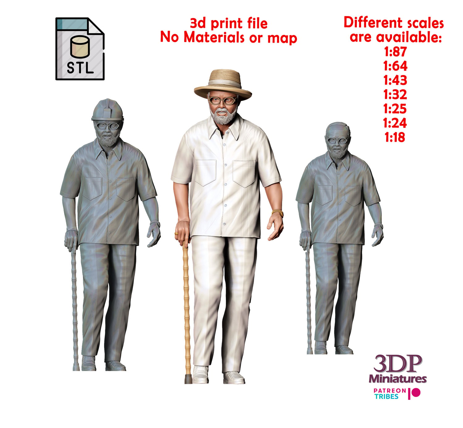 3DP Miniatures, jurassic park John Hammond Richard Attenborough, STL Files, 3D print Files