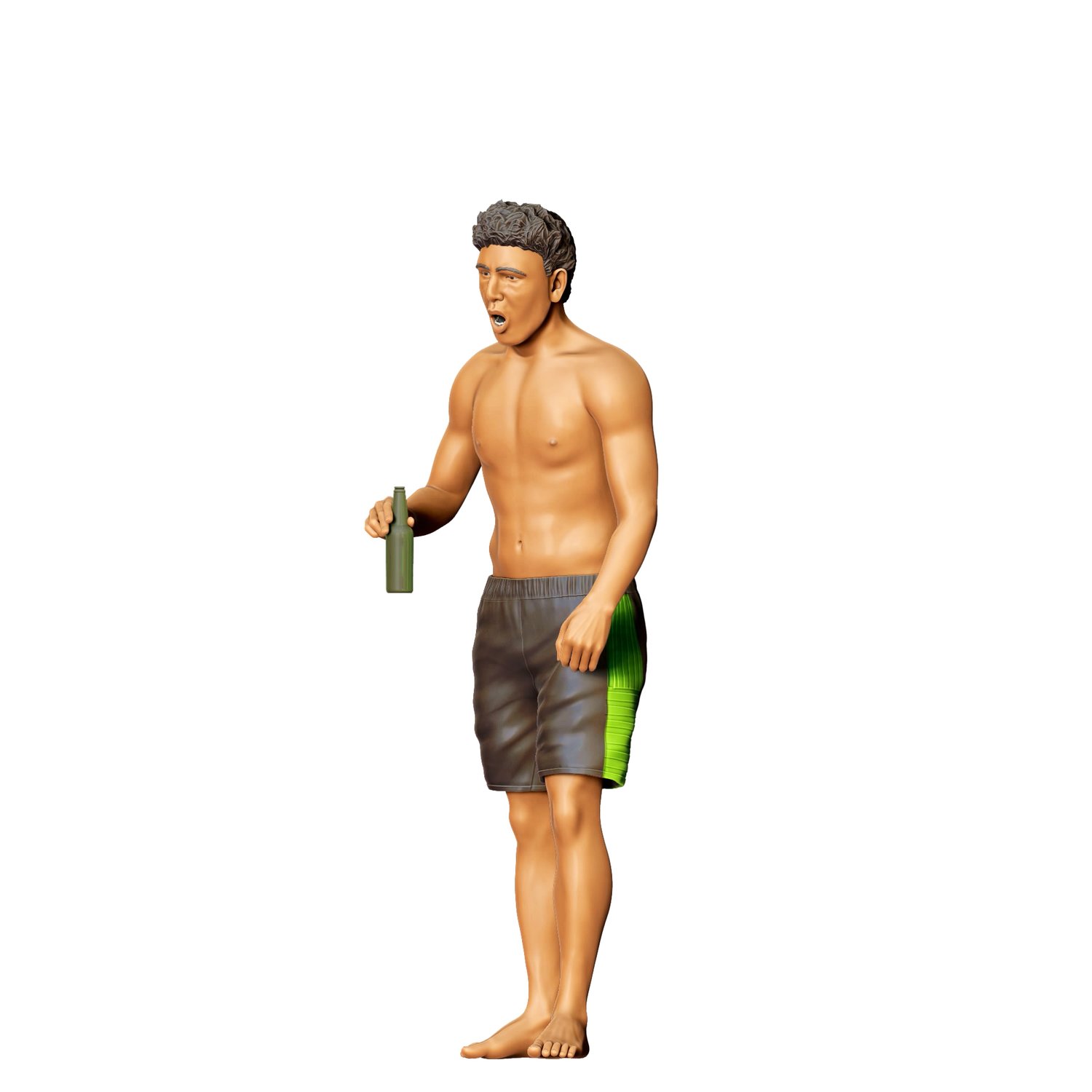 3DP Miniatures, Pool Party man drinking beer, STL Files, 3D Printable