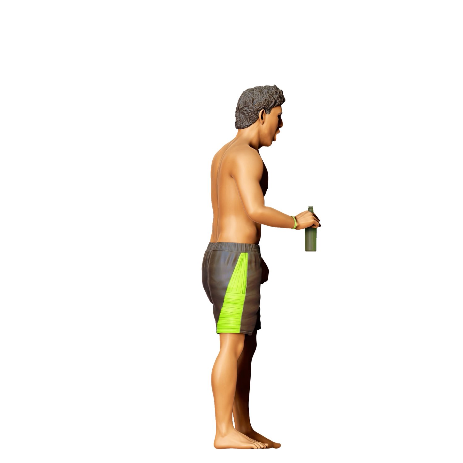 3DP Miniatures, Pool Party man drinking beer, STL Files, 3D Printable